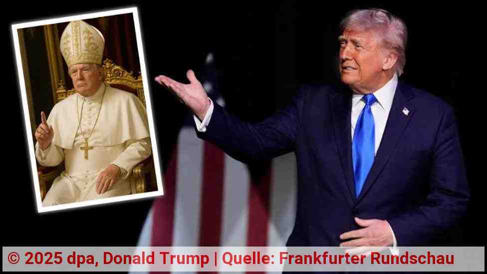 Donald Trump inszeniert sic mit Hilfe einer KI als Nachfolger von Papst Franziskus | Foto: dpa, Donald Trump | Quelle: Frankfurter Rundschau Donald Trump inszeniert sic mit Hilfe einer KI als Nachfolger von Papst Franziskus | Foto: dpa, Donald Trump | Quelle: Frankfurter Rundschau