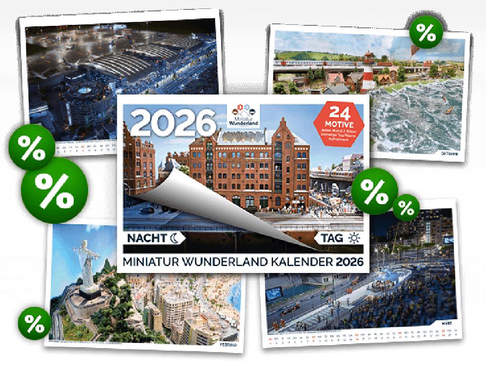 Miniatur Wunderland Kalender 2026 | Quelle: Miniatur Wunderland Hamburg GmbH